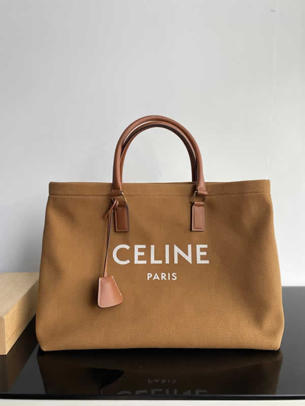 Wholesale New Cabas Celine Printed Canvas Yellow Shoulder Bag